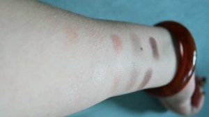 L to R: Choose, Humble Sheen, Peaceful Shimmer, Radiant Initation, Burnt Mahogany.