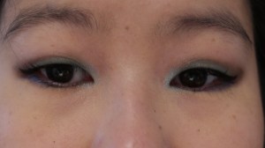 Matte Teal Blue and Pearly Dark Bronze Inner Corner Pearly Pale Blue over Matte Teal Blue