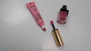 Too Faced Melted Lipstick in Peony and YSL Baby Doll Kiss and Blush in 3 Rose Libre