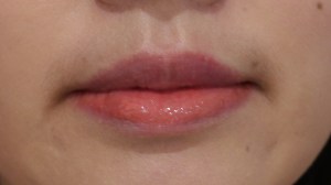 Lancôme Lip Lover Corail Cabriole on bottom half of lip