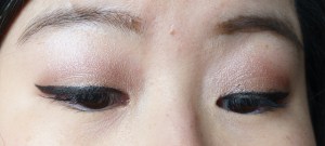 Light Pink on lid, Pink in crease and White Highlight on brow bone